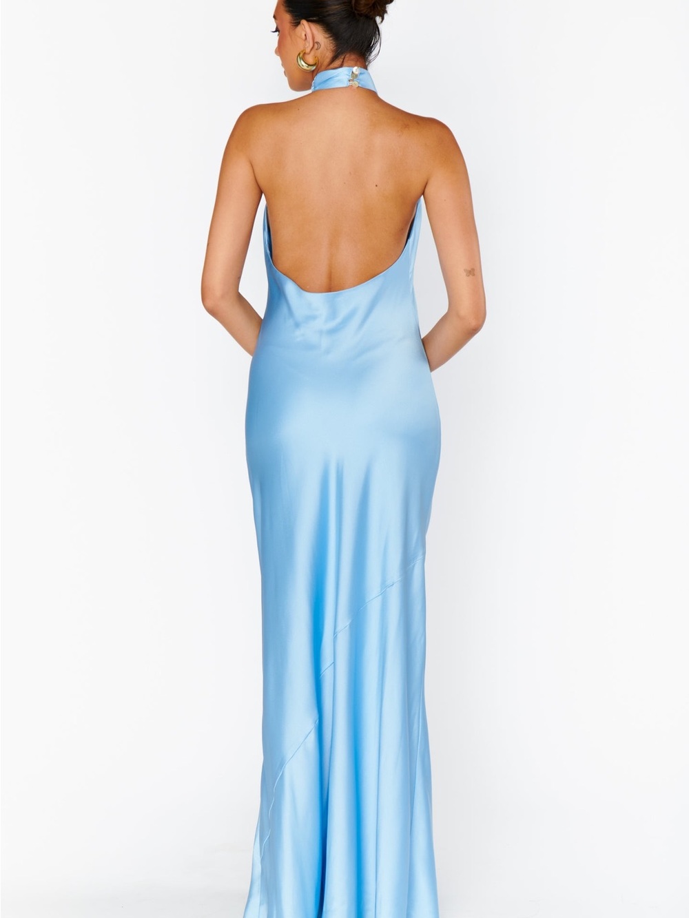 Show Me Your MuMu Sky Blue Satin Halter Backless Gown